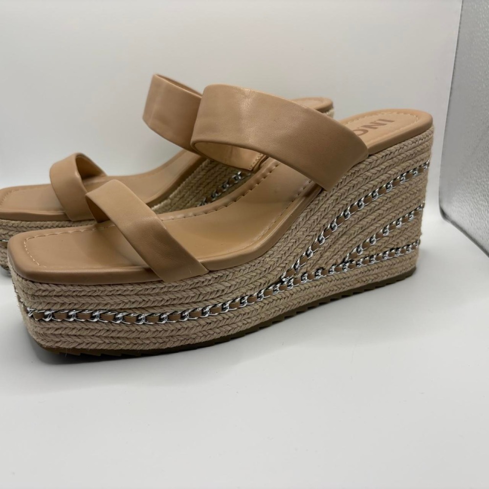 INC Womens Beige Chain Nylana Wedge Platform Sandals 9.5 M 10016702400